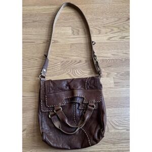 Lucky Brand Abbey Road Italian‎ Lamb Leather Purse Whipstitch Crossbody Hobo Bag
